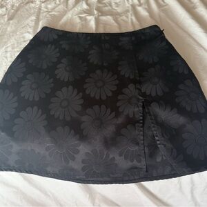 Cotton Candy Black Floral Mini Skirt